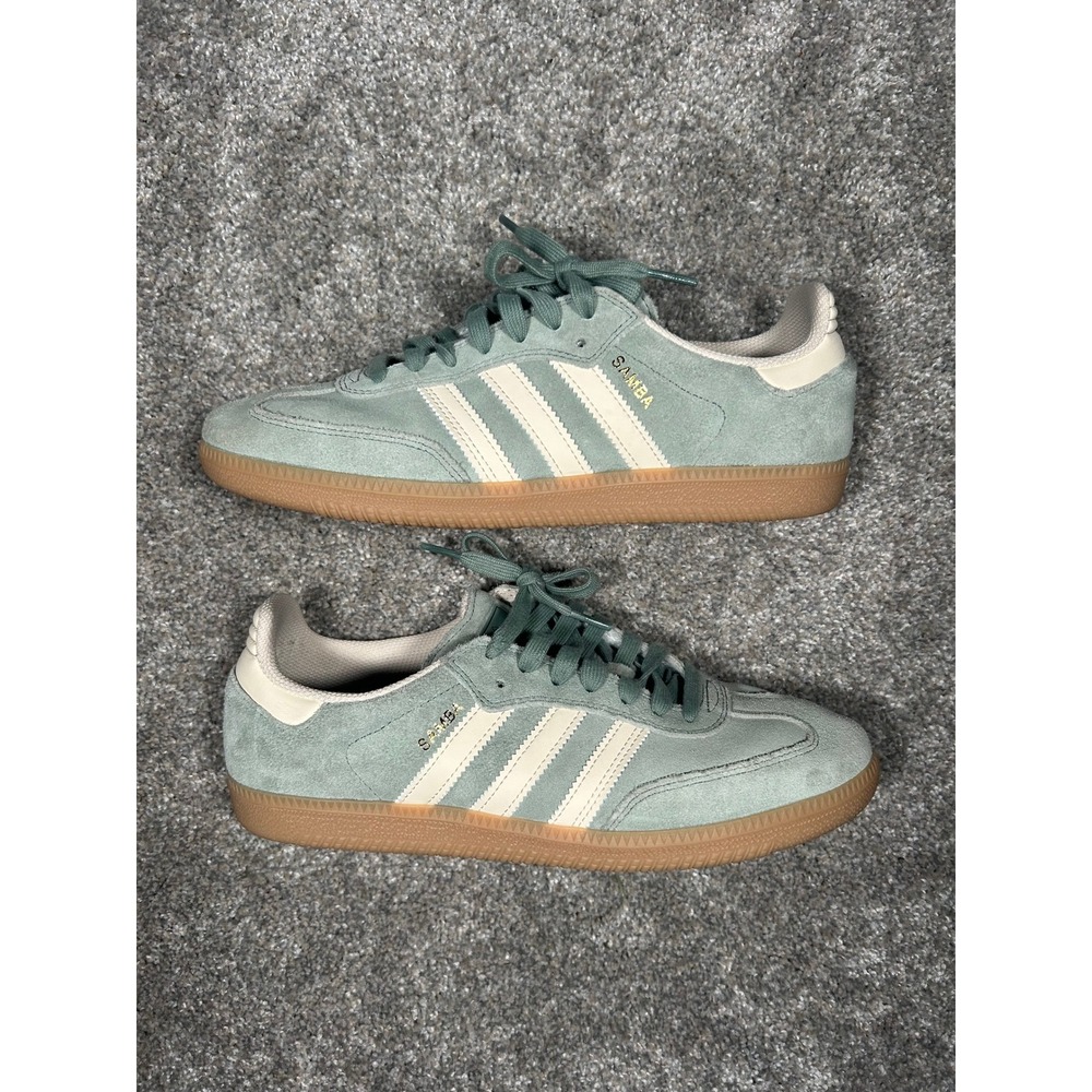 Adidas Samba ADV Silver Green Chalk White Suede Gum Sole Sneakers HP9085